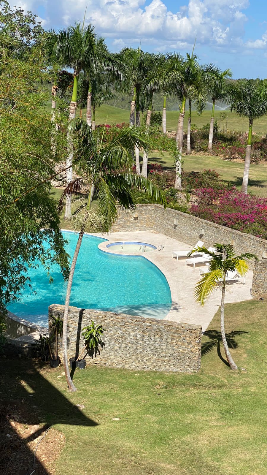View from the penthouse down over the Los Altos pool and gardens
