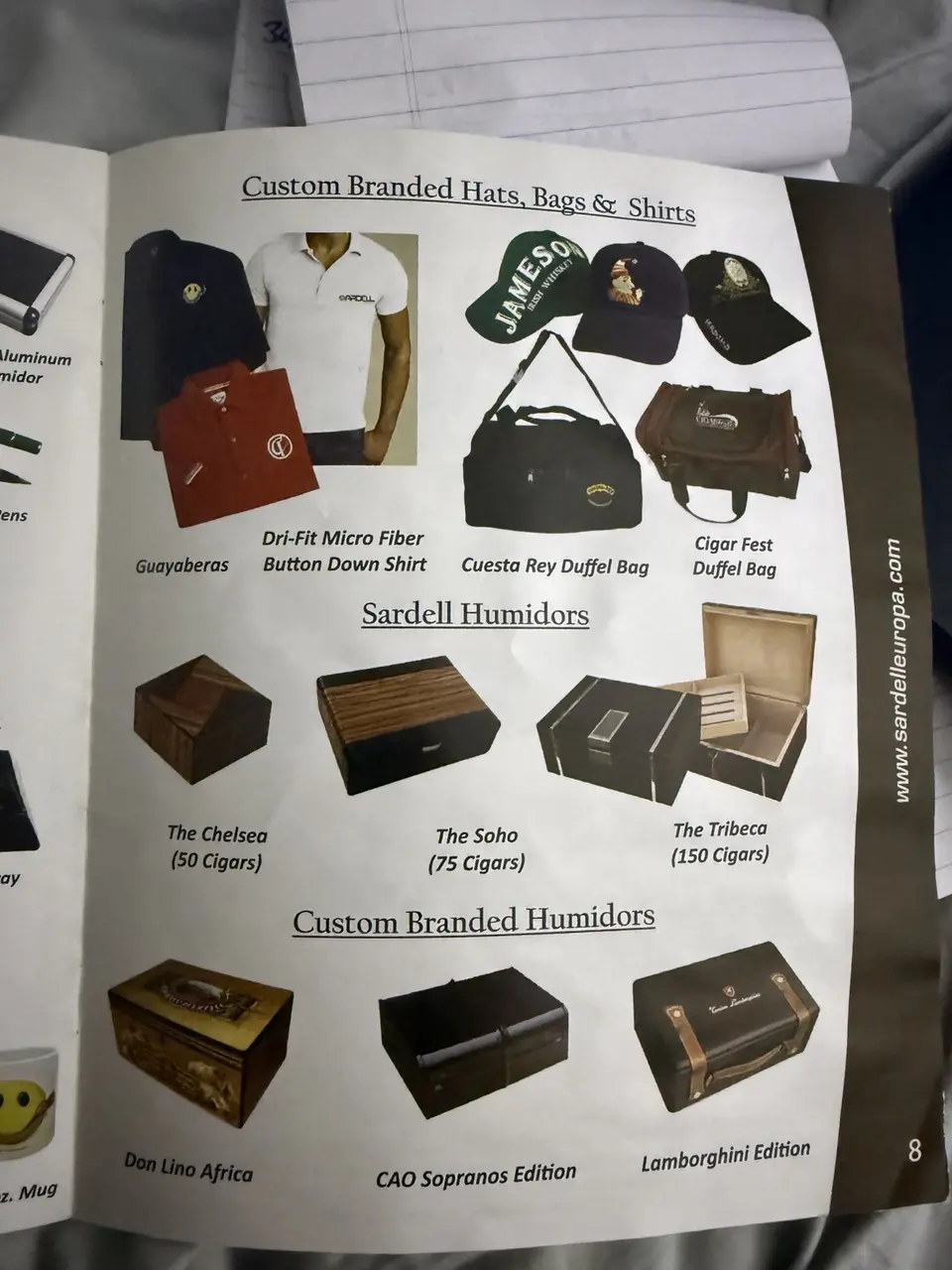 Ropa de marca y humidores del catálogo Sardell