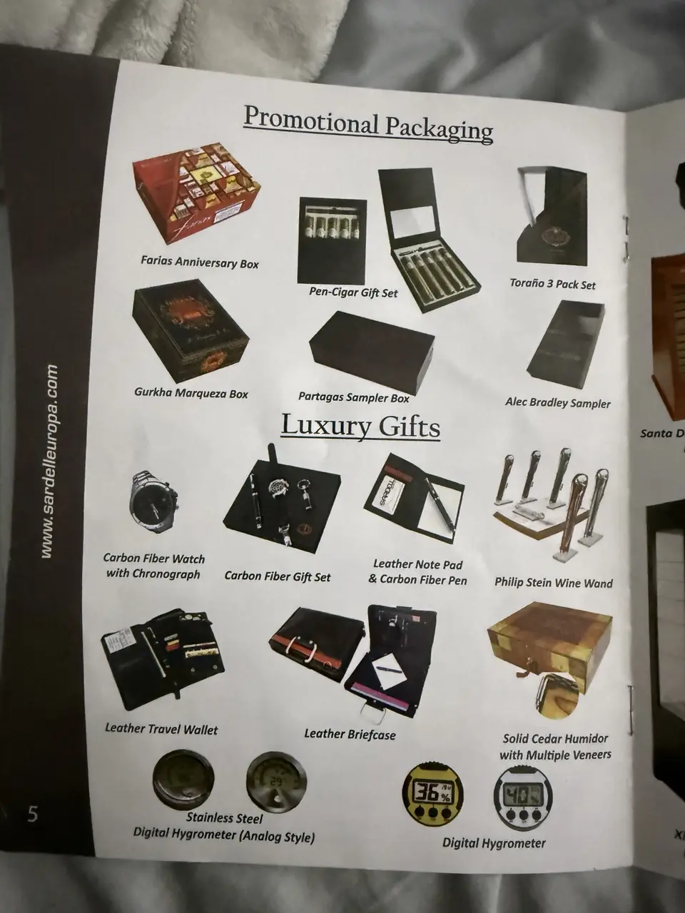 Empaques promocionales y regalos de lujo del catálogo Sardell