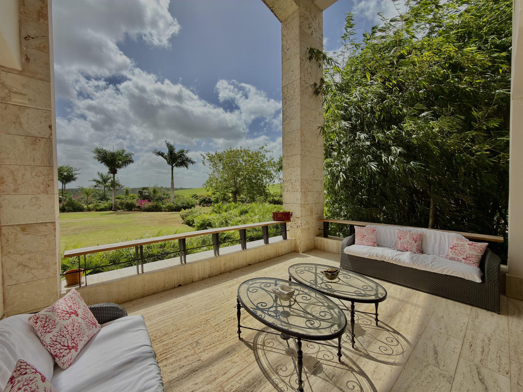 Living area of the spacious Los Altos golf-view apartment