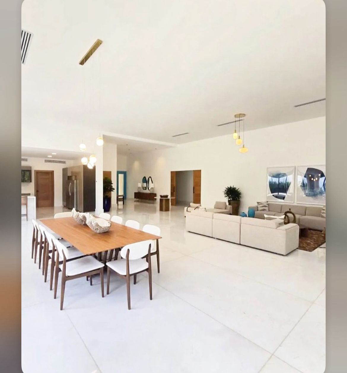 Dining and living room at 5BR Los Lagos Contemporary Estate