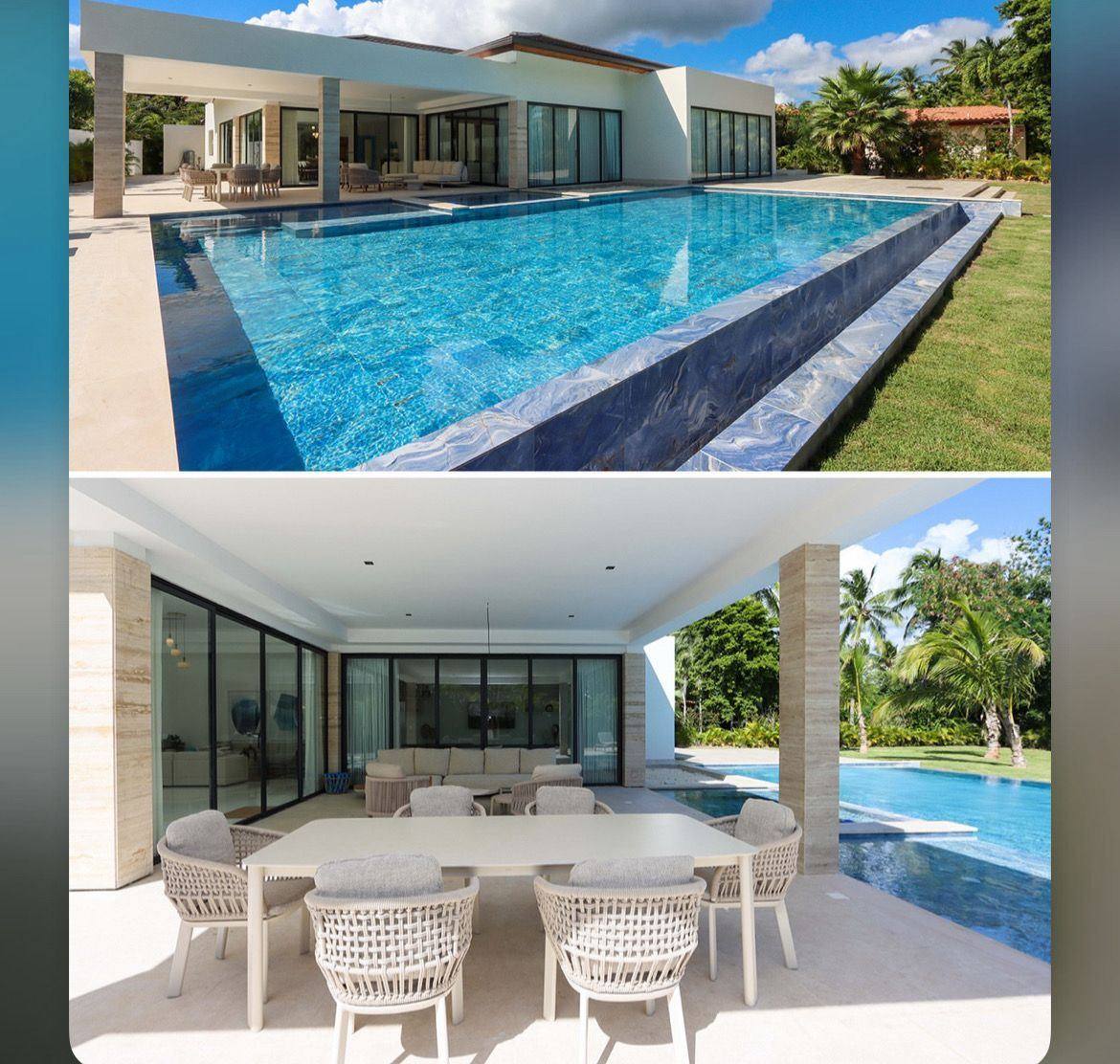 Private pool and alfresco dining terrace at 5BR Los Lagos Contemporary Estate